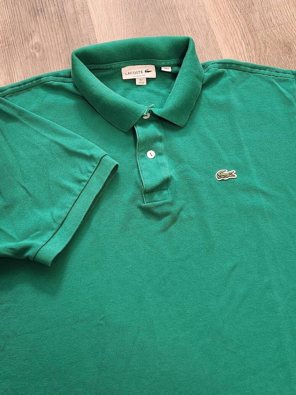 Lacoste 2XL Classic Fit Alligator Tennis Polo Shirt Green Cotton Made in Peru